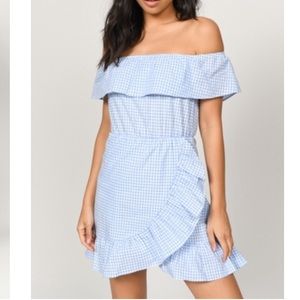 Tobi white and blue checkered dress